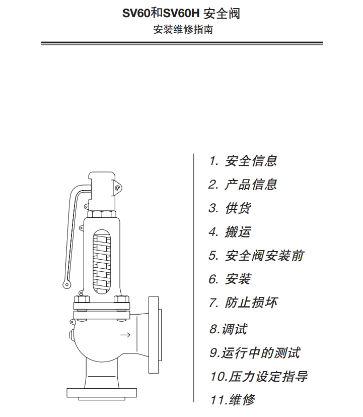 斯派莎克安全閥說(shuō)明書目錄