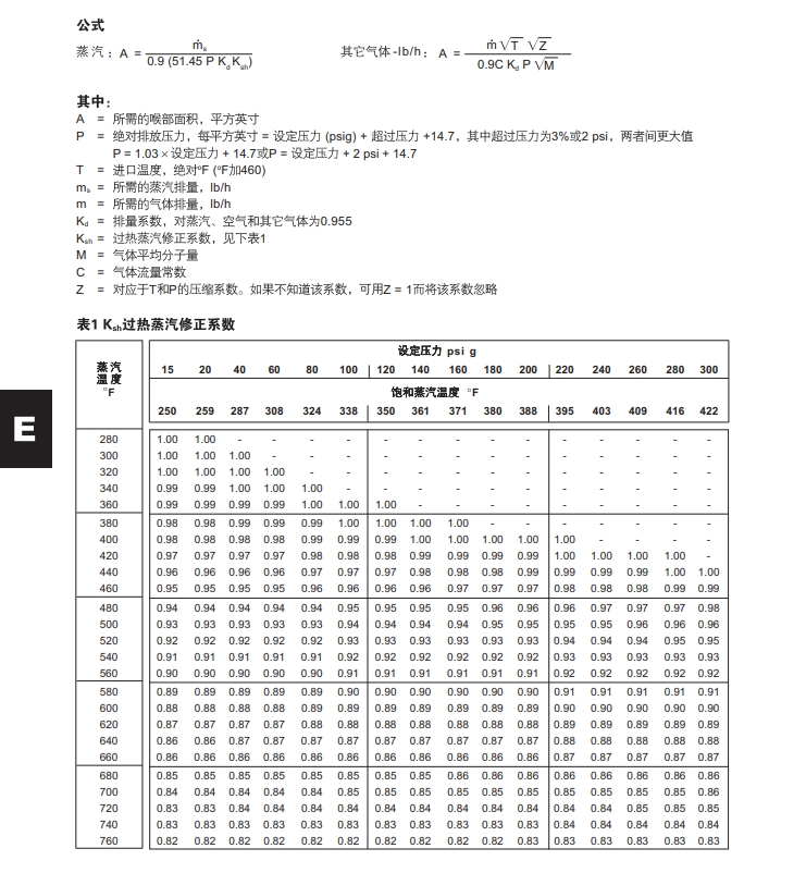 斯派莎克SV74安全閥計算公式